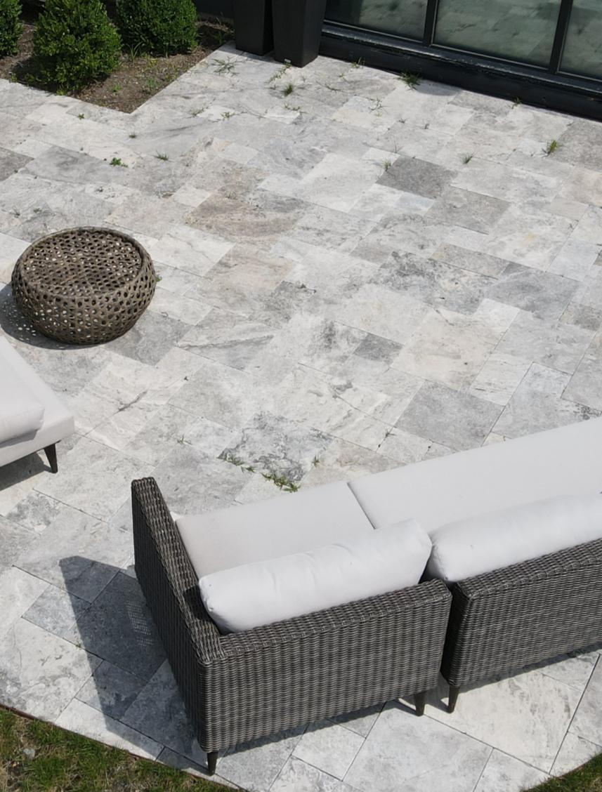 Silver travertine patio
